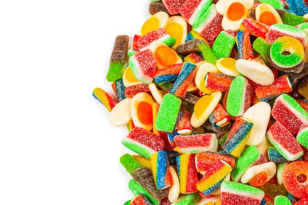 Verschiedene Gummibärchen Ansicht Von Oben Gelee Bonbons Hintergrund — Stockfoto