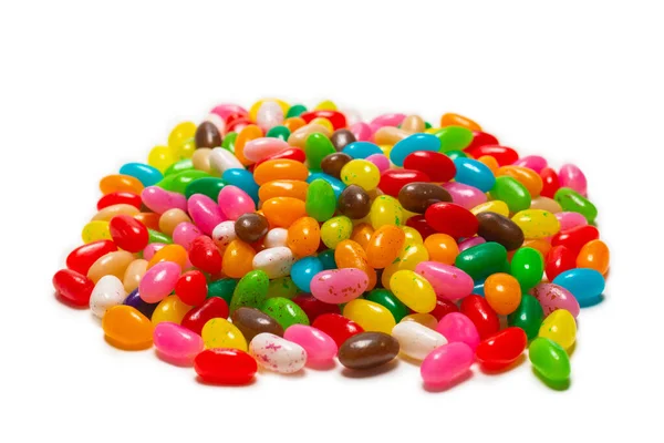 Colorful Jelly Beans Isolated White Top View — Stock Photo, Image