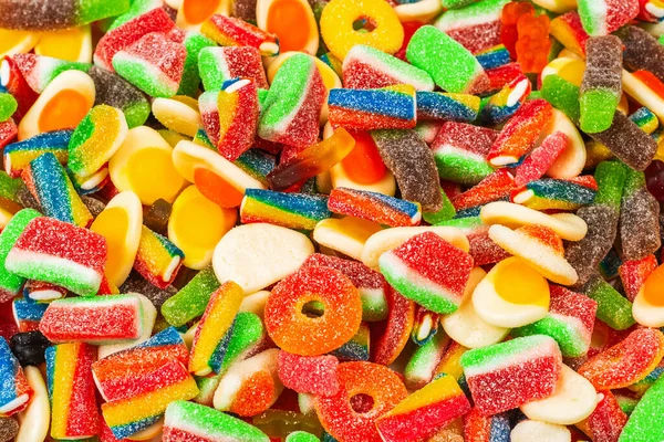 Permen Karet Berbagai Macam Pemandangan Bagus Latar Belakang Jelly Sweets — Stok Foto