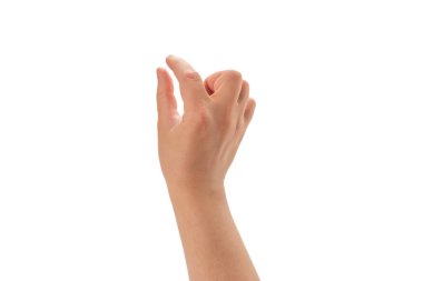 Beyaz arka planda erkek el izole edildi. 