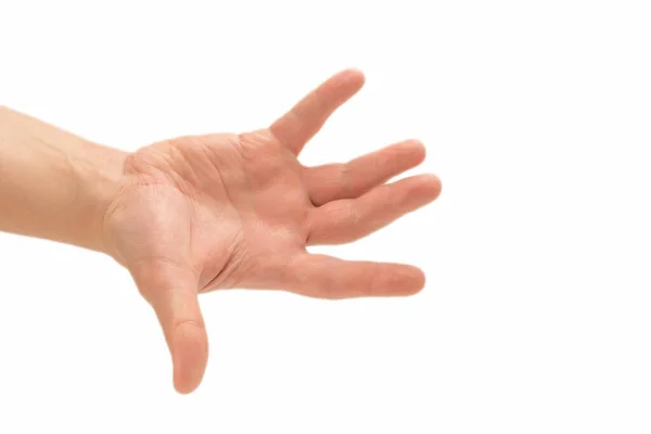 Αρσενικό Χέρι Απομονωμένο Λευκό Φόντο — Φωτογραφία Αρχείου