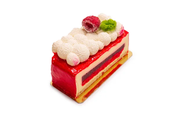 Raspberry Cake Isolated White Background — Stock Photo, Image