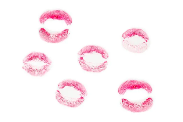 Pocałunek Kobiety Białym Tle Czerwona Szminka — Zdjęcie stockowe
