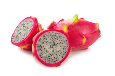 Tatlı ejderha meyvesi ya da beyaz arka planda izole edilmiş pitaya..