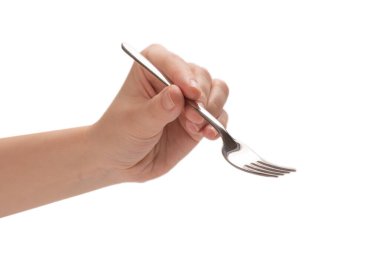 Beyaz arka planda elle izole edilmiş bir kadın..