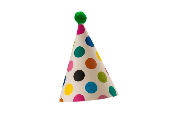 Färgglada Födelsedag Mössa Isolerad Vit Bakgrund — Stockfoto