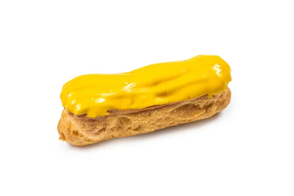 Frische Leckere Eclairs Isoalted Auf Weißem Hintergrund Ansicht Von Oben — Stockfoto