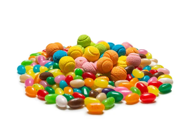 Gegarandeerde Snoepjes Jelly Snoepjes Geïsoleerd Wit Kopieerruimte — Stockfoto