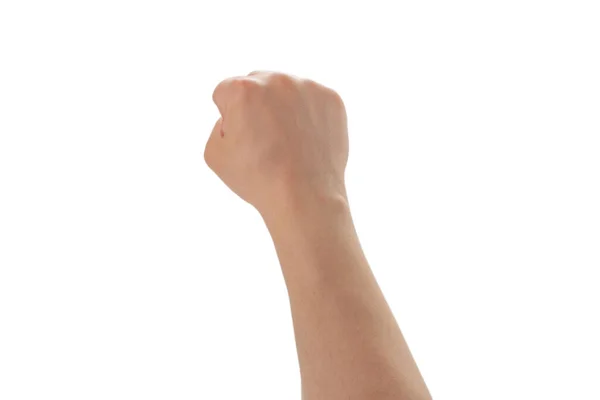 Мужская Рука Изолирована Белом Фоне Кулак — стоковое фото