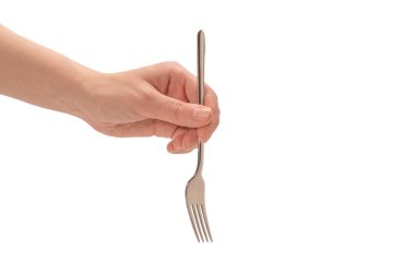 Beyaz arka planda elle izole edilmiş bir kadın..