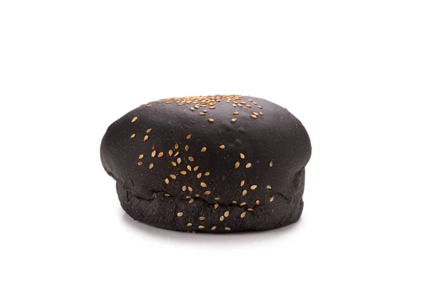 Černý Burger Chléb Izolované Bílém Pozadí — Stock fotografie