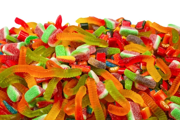 Assorted Tasty Gummy Candies Top View Jelly Sweets Background — Stock Photo, Image