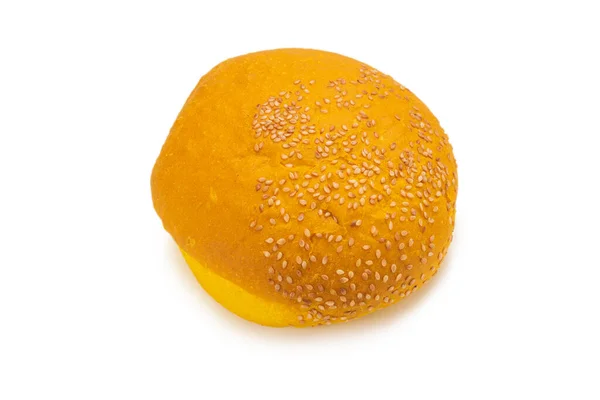 Roti Burger Kuning Diisolasi Pada Latar Belakang Putih — Stok Foto