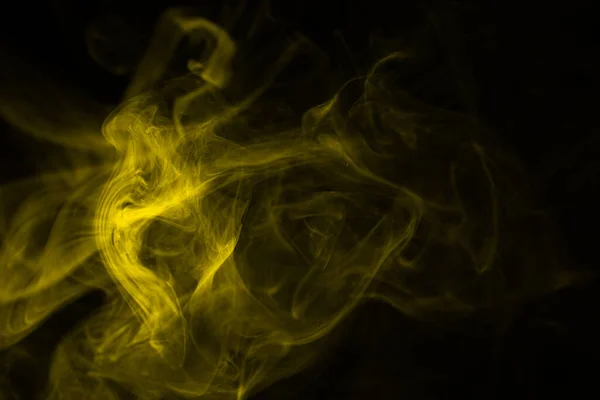 Yellow Steam Black Background Copy Space — Stock Photo, Image