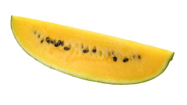 Beyaz arkaplanda izole edilmiş sarı karpuz. 