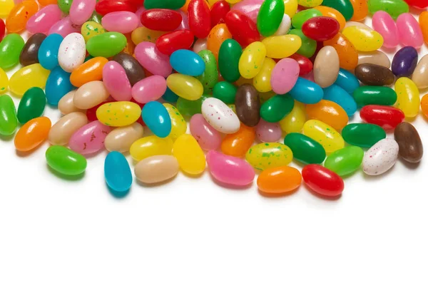 Kleurrijke Jelly Beans Geïsoleerd Wit Bovenaanzicht — Stockfoto