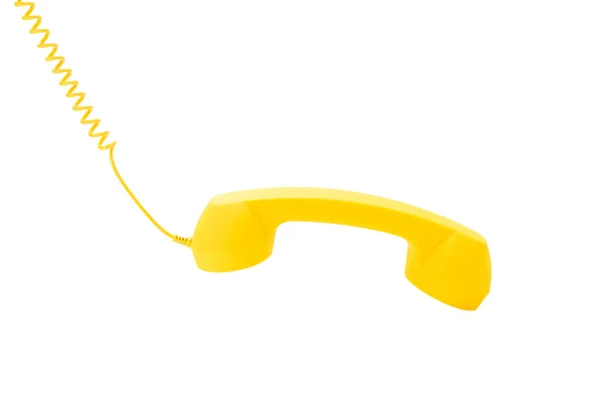 Sarı Cep Telefonu Beyazda Izole Edilmiş Boşluğu Kopyala — Stok fotoğraf