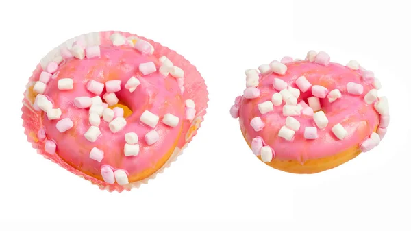 Pink Donut Marshmallow Isolated White — Stock Photo, Image