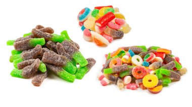 Yeşil jelibonlu şekerler. Üst Manzara. Jöleli şekerler.