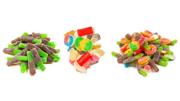 Green Gummy Candies Top View Jelly Sweets — Stock Photo, Image