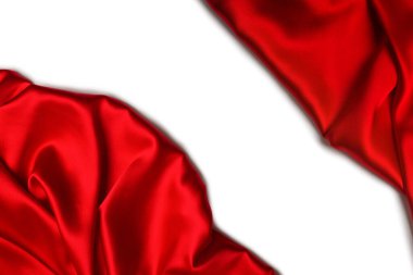 Kırmızı ipek ya da saten lüks kumaş dokusu soyut bir arka plan olarak kullanılabilir. Üst görünüm.