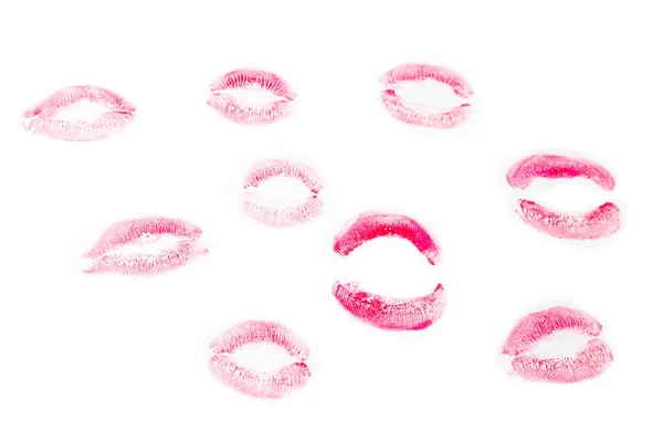 Kvinna Kyss Isolerad Vit Bakgrund Rött Läppstift — Stockfoto