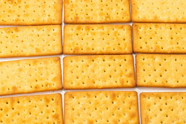 Cracker Mit Salz Isoliert Auf Weiß Ansicht Von Oben — Stockfoto