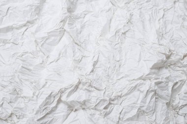 Buruşmuş beyaz kağıt arka plan. Üst görünüm. 