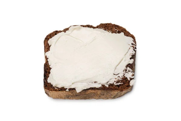 Hnědý Chléb Sýr Izolované Bílém Pozadí — Stock fotografie