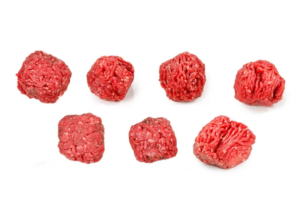 Rauwe Vleesballen Geïsoleerd Witte Achtergrond — Stockfoto