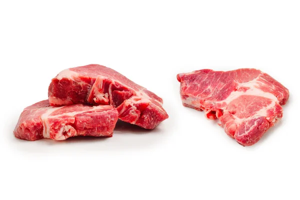 Carne Maiale Cruda Isolata Sfondo Bianco — Foto Stock