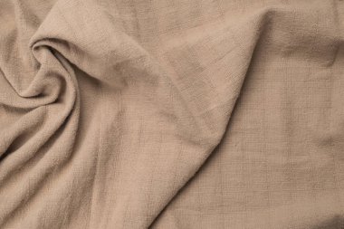 Pamuk bej kumaş desenli. Üst görünüm. 