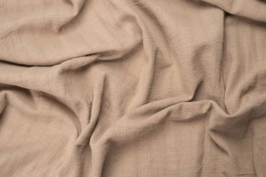 Pamuk bej kumaş desenli. Üst görünüm. 