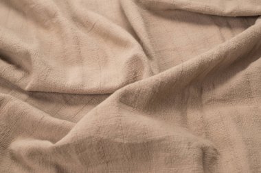 Pamuk bej kumaş desenli. Üst görünüm. 