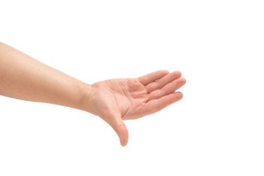 Beyaz arka planda erkek el izole edildi. 