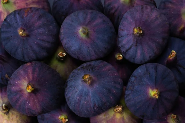 Fichi Saporiti Sfondo Nero Vista Dall Alto Fette — Foto Stock