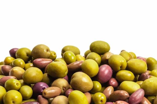 Gustoso Mix Olive Sfondo Vista Dall Alto — Foto Stock