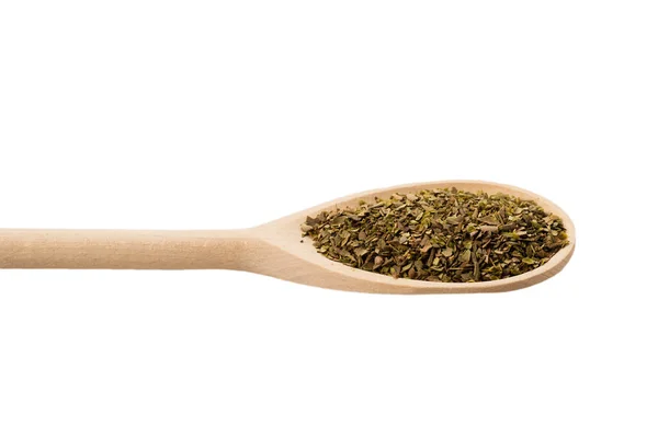 Oregano Spice Wooden Spoon Isolated White Background — Stock Photo, Image