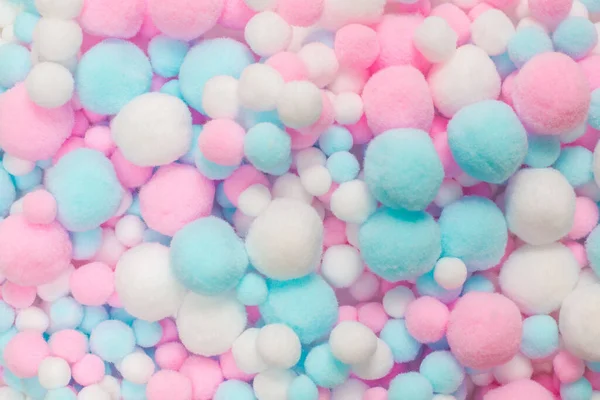 Άσπρο Ροζ Και Μπλε Μαλακό Pompons Φόντο — Φωτογραφία Αρχείου