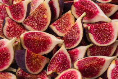 Lezzetli incir arka planı. Üst Manzara. Dilimler.  