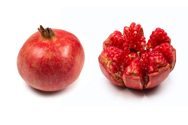 Sladké Šťavnaté Granátové Jablko Izolované Bílém Pozadí — Stock fotografie