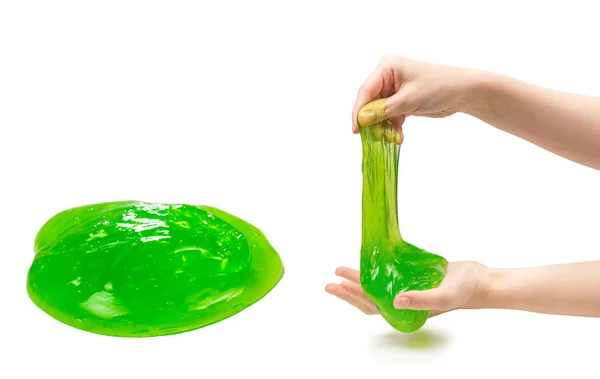 Green Slime Toy Isolated White Top View — Stock Photo, Image