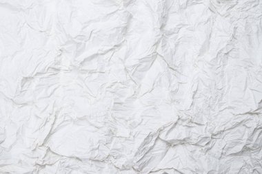 Buruşmuş beyaz kağıt arka plan. Üst görünüm. 