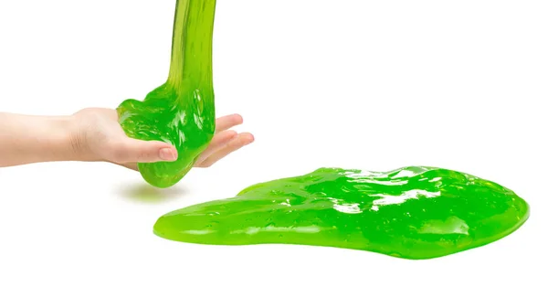 Zielony Szlam Zabawka Izolowane Białym — Zdjęcie stockowe