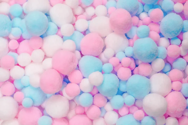 White Pink Blue Soft Pompons Background — Stock Photo, Image