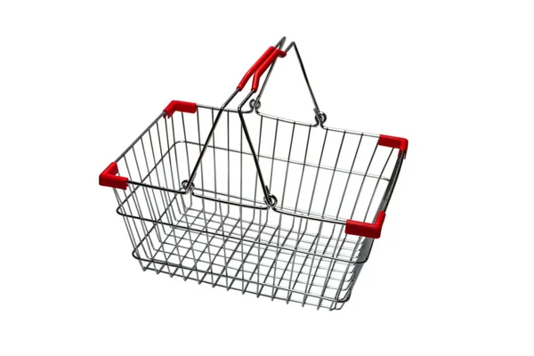 Empty Shopping Basket Isolated White Background — Stock Photo, Image