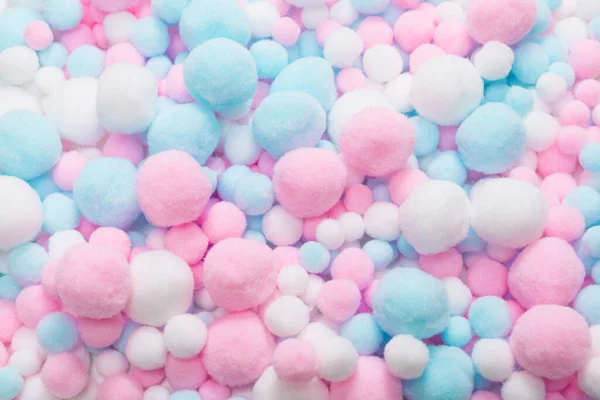 White Pink Blue Soft Pompons Background — Stock Photo, Image