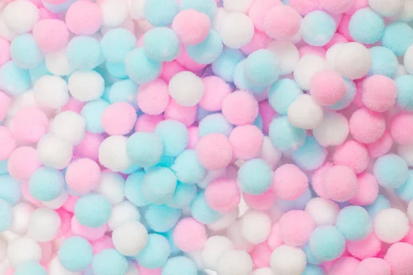 Branco Rosa Azul Suave Pompons Fundo — Fotografia de Stock