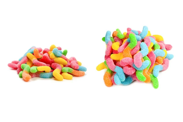 Soczyste Kolorowe Galaretki Słodycze Izolowane Białym Żelowe Cukierki Węże — Zdjęcie stockowe