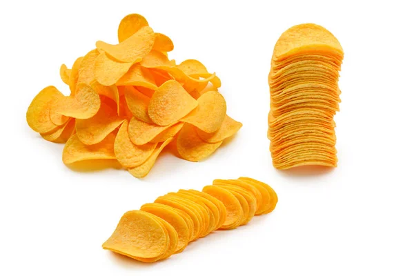 Potatis Chips Isolerad Vit Bakgrund — Stockfoto